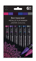 Spectrum Noir SN-MFLI-CWO6 Metallic Waterbased Flip Marker-Pack of 6-Cosmic, Comic Wonder