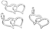 Darice VL8144305F 20-Piece Double Heart Charms, Silver