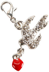 Darice 1999-7505 Lobster Clasp Charm-Dove with Heart x .75"