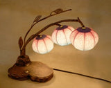 Mulberry Rice Paper Ball Handmade Bellflower Design Art Shade Round Globe Three Lantern Brown Asian