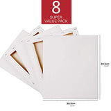 Artecho 12"x12" Stretched Canvas, White Blank 8 Pack, Primed 100% Cotton, for Painting, Acrylic Pouring, Oil Paint & Artist Media