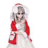 EVA BJD 1/3 SD Doll 24" Ball Jointed Gift BJD Doll +Makeup +Full Set School Uniform Girls (Gray Hair)