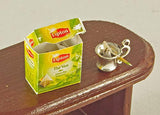 Green Tea set packaging as Lipton dollhouse miniatures tea bag decor accessories dolls toys food doll kitchen dining room 1:6 scale decor accessories dolls toys