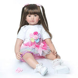 Pinky 24 inch 61cm Lovely Reborn Baby Girl Dolls Toddler Realistic Looking Life Like Baby Doll Vinyl Silicone Long Hair Babies Toy Gift