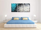 Hand Painted Black and White Teal Abstract Canvas Wall Art Turquoise Modern Oil Painting 48x24 inch