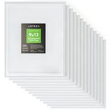 Arteza 9x12” White Blank Canvas Panel Boards, Bulk Pack of 14, Primed, 100% Cotton for Acrylic