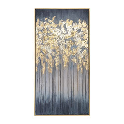 Sagebrook Home Rectangle Polyester Canvas Contemporary Framed Hand Painted Abstract Abstract Decorative Interior Wall Art, Contemporary Artwork Home Decor for Hallways, Bedroom, Living Room, Dining Room, 21"H, Blue Gold