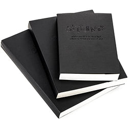 Elsjoy Set of 3 Sketchbook & Drawing Notebook, A5/A4/B5 Blank Sketch Book Travel Journal Notebook with Thick Paper for Drawing & Sketching, Black, 128 Sheets