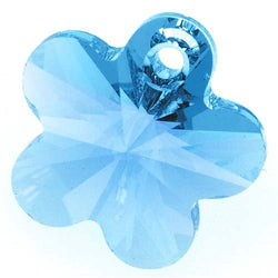 SWAROVSKI ELEMENTS Crystal Flower Pendant Beads #6744 14mm Aquamarine (4)