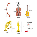 Hiawbon Miniature Musical Instrument Set Violin Guitar Piano Drum Trumpet Mini Figurine Ornament for Mini House Musical Room Furnishings