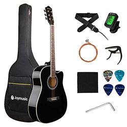 JOYMUSIC 6 String 41" Acoustic Guitar Kit,Black,High Gloss (JOY-41C), Right