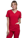 CHEROKEE iFlex CK605 Women's V-Neck Scrub Top, Red, Large