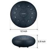 Steel Tongue Drum 12 Inch 13 Notes, LEKATO Steel Drum Percussion C Key with Bag Accessories ,Stan Pan Drum for Meditation Yoga Musical Education, Navy Blue