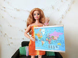 Miniature World Map, Colorful Dollhouse Wall Hanging School Accessories Printed