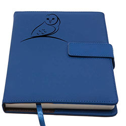 The Nature Owl Refillable Writing Journal | Faux Leather Cover, Magnetic Clasp + Pen Loop | Blank Notebook | 200 Lined Pages, 6 x 8.5 Inches for Travel, Personal, Poetry | Blue | The Amazing Office