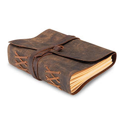 Leather Journal Lined Notebook Paper - Leather Bound Journals for Writing for Women and Men, 8 x 6 Inches Ruled Large Notebooks, Kraft Paper with 400 pages - Lined Paper College Ruled & Travel Size