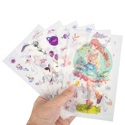 Washi Scrapbook Stickers,Kawaii 12 Monthly Japanese Style Girl Sticker Set for Kids(12 Sheets April）