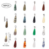 PH PandaHall 18 pcs Teardrop Shape Natural/Synthetic Gemstone Pendants with Stainless Steel Snap On Bails for Necklace Jewelry DIY Craft Making, Mixed Colors