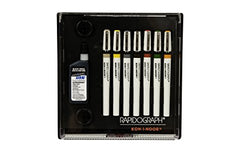 Koh-I-Noor Rapidograph Slim Pen and Ink Set, 7 Assorted Pen Nibs and .75 oz. Bottle of Ultradraw