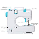 Mini Sewing Machine Portable Electric Crafting Mending Machine with 12 Built-in Stitches Double Thread and Speed for Beginner Blue