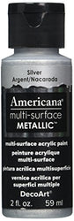 DecoArt Americana Multi-Surface Metallic Paint, 2-Ounce, Silver