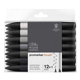 Winsor & Newton Promarker Brush, Set of 12, Neutral Tones