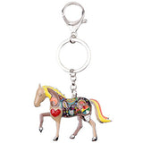 Enamel Metal Horse Key chains For Women Girls Gifts Car Purse Animal Pendant Charms toy (Brwon)