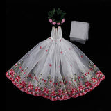 B Blesiya Trendy Princess Doll Embroidery Floral Dress Outfit, for 1/3 BJD Dolls White