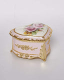Classic Floral Heart Shaped Musical Jewelry Box playing My Heart Will Go On