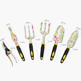 Eslibai 9 Pieces Garden Tools Set, Solid Aluminum Alloy Gardening Tool with Non-Slip Comfortable Handle Fairy Gardening Gifts with Soft Gloves & Beautiful Storage Tote and More