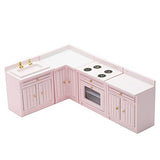 Galand Dollhouse Toy,1/12 Mini Doll House Kitchen Play Cabinets Cooking Table Sink Counter Model Toy C
