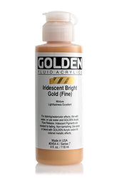 4 Oz Fluid Acrylic Iridescent Color Paints Color: Bright Gold (Fine)