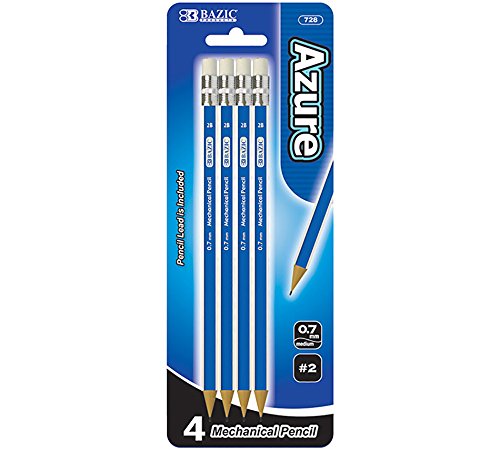 BAZIC Azure 0.7 mm 2B Mechanical Pencil (4/Pack) (728)