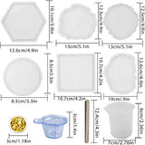 Resin Coaster Molds for Beginner, 29 Pcs Silicone Molds for Epoxy Resin Casting,Including 6pcs Coaster Moulds-Round,Square,Irregular,Silicone Measuring Cup,Mixing Cup,DIY Tools Set and Decorative