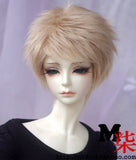 7-8inch(18-19cm): 1/4 BJD MSD, Fur Wig Dollfie, Short Hair for Boy BJD Doll, Flax-Gold