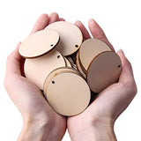 UTOPER 50pcs Wooden Slices Circle Round-Shaped Blank Name Tags Wine Tag Have Hole 1.97" Unfinished Wood Cutout Labels Art Craft Pieces for Wedding Party Christmas Child DIY Projects Card Making