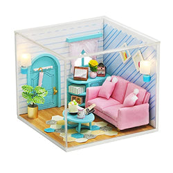 HETOMI DIY Dollhouse Miniature Kit with Furniture, Wooden Mini Room Plus Furniture and Dust Proof/Cover Accessories, Tiny House Building Kit Miniatures, Tiny House for Kids Adults Gift
