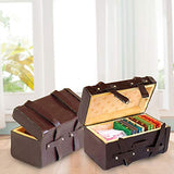 HotMall 1:12 Doll House Miniature Vintage Wood Faux Leather Suitcase Mini Luggage Box - Brown