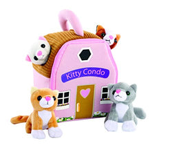 Plush Kitty Cat Condo Carrier with 4 Meowing Kittens | Plush Animal Toy Baby Gift | Toddler Gift
