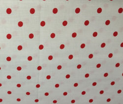 Small Polka Dot Poly Cotton Red Dots on White 58 Inch Fabric By the Yard (F.E.®)