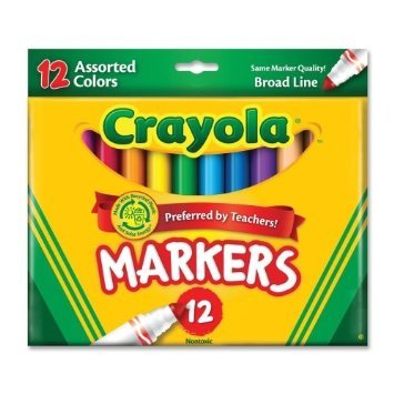 Crayola Classic Markers, Conical Tip, 12 per Set, Nontoxic, Assorted (CYO587712) Case of 24 Packs