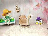 Miniature Swing, Dollhouse Nursery Baby Furniture Unicorn. 1:8 Scale Wooden Outdoor Toy (Finished)