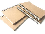 VEEPPO A5 Wirebound Notebooks Bulk Journals Spiral Steno Pads Blank/Lined Kraft Brown Cardboard Cover Thick Cream Writing Pad Sketchbook Scrapbook Album (Lined White-Pack of 4)