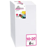 PHOENIX Pre Stretched Canvas for Painting - 10x20 Inch / 6 Pack - 5/8 Inch Profile of Super Value Pack for Oil & Acrylic Paint