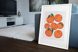 Oranges, Colorful Fruit Original Abstract Modern Contemporary Art Print, Minimalist Wall Art For Kitchen and Home Decor, Boho Art Print Poster, Country Farmhouse Wall Decor 11x14 Inches, Unframed