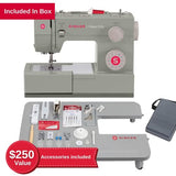 SINGER | Heavy Duty Holiday Bundle - 4452 Heavy Duty Sewing Machine with Bonus Extension Table for Larger Projects, Packed with Specialty Accessories