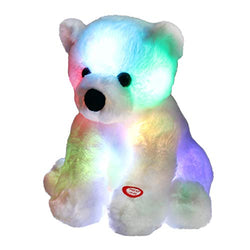 Bstaofy Glow Polar Bear LED Stuffed Animals Night Light Soft Plush Adorable Floppy Toy Gift for Kids on Christmas Birthday Festival Occasions, 9.5'', White