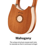 Donner DLH-001 Lyre Harp Mahogany, 7 Metal String Bone saddle Ancient Greece Style Lyre Harp with Tuning Wrench and Black Gig Bag