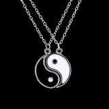 Paddsun Enamel Alloy Best Friend I Ching Bagua Tai Chi Ying Yang Pendant Couple Necklace