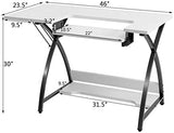 GLACER Sewing Table, Sewing Desk, Craft Table, Multipurpose Desk, Computer Desk, Writing Desk, Sewing Machine Platform with Foldable Shelf, Powder Coated Sewing Table with Steel Frame
